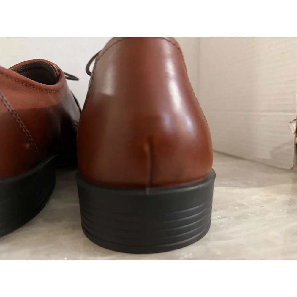 ECCO‎ Leather Oxford Shoes Mens Brown Good Lace Up Derby Dress Shoes Size us 13